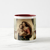 ラファエルの「システィン・マドンナ」詳細（1513年頃） ツートーンマグカップ (中央)