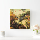 ラファエルの「聖ジョージとドラゴン」（1505年頃） スクエア壁時計 (ホーム)