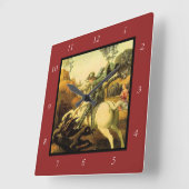 ラファエルの「聖ジョージとドラゴン」（1505年頃） スクエア壁時計 (傾斜)