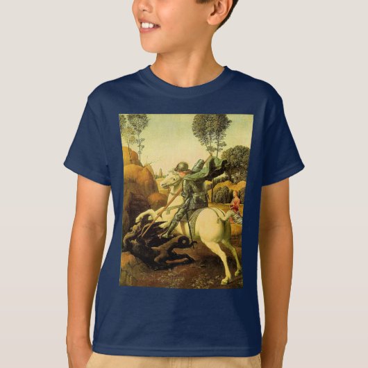 ラファエルの「聖ジョージとドラゴン」(1505年頃) Tシャツ (正面)