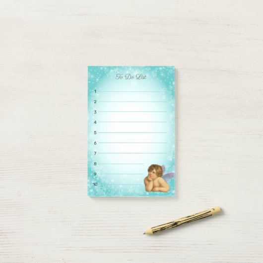 ラファエルスタイリッシュケルビオンライトブルーのグラデーション ポストイット (デスク上)