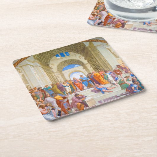 ラファエル・アテネ学校 スクエアペーパーコースター (アングル)