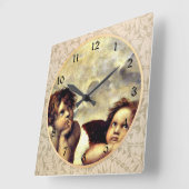 ラファエル：システィーン·詳細·マドンナのパッティ スクエア壁時計 (傾斜)