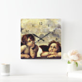 ラファエル：プッティ、シスチン・マドンナ詳細 スクエア壁時計 (ホーム)