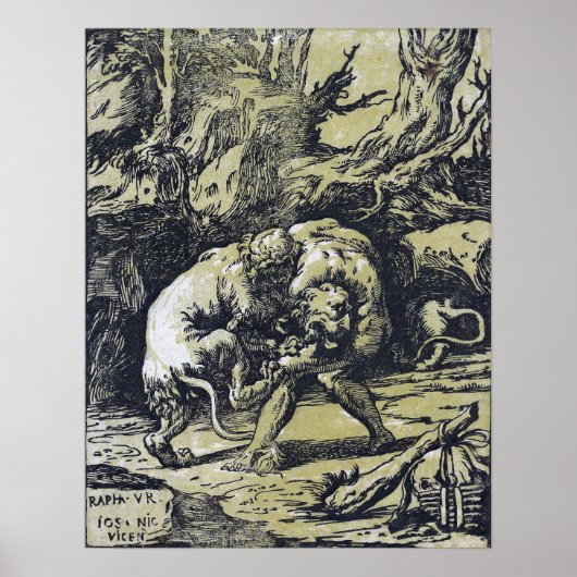 ラファエル – ヘラクレスはネメアのライオンを絞殺 ポスター (正面)