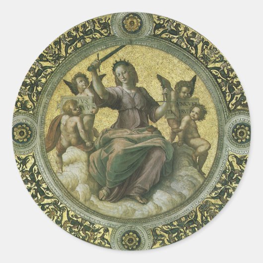 ラファエロによる天使とローマの女神ユースティティア ラウンドシール (正面)