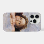 ラファエロによる翼のある天使、チェルブの絵画 iPhoneケース (裏面横)