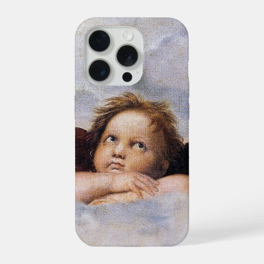 ラファエロによる翼のある天使、チェルブの絵画 iPhoneケース (裏面)