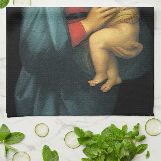 ラファエロによる『聖母と子』『グランデュカの聖母』 キッチンタオル (折り畳み)