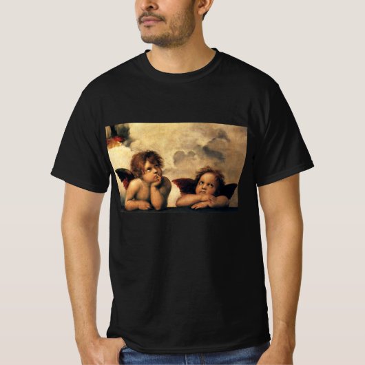 ラファエロ・サンツィオによるシスティーナの聖母の天使たち Tシャツ (正面)