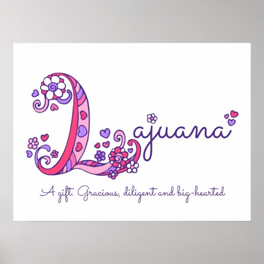 ラファナイニシャルL doodleハートアート名の意味 ポスター (正面)