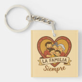 ラファミリアシエンプレヒスパニックファミリーハートデザイン キーホルダー (正面)