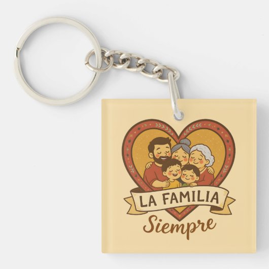 ラファミリアシエンプレヒスパニックファミリーハートデザイン キーホルダー (正面)