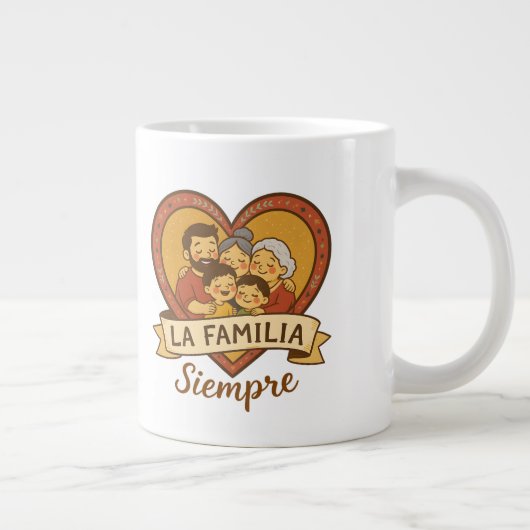 ラファミリアシエンプレヒスパニックファミリーハートデザイン ジャンボコーヒーマグカップ (右)