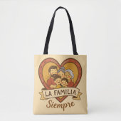 ラファミリアシエンプレヒスパニックファミリーハートデザイン トートバッグ (正面)
