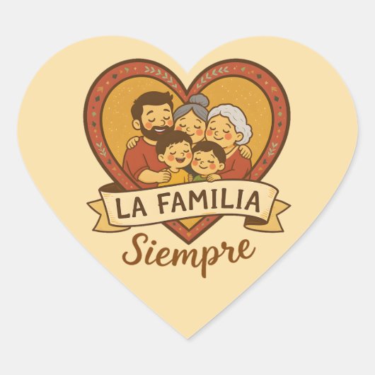 ラファミリアシエンプレヒスパニックファミリーハートデザイン ハートシール (正面)