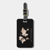 ラフェイクイト金ゴールドのワールドマップ(黒) ラゲッジタグ (正面縦)