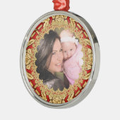 ラフエレガントィッシュ赤と金ゴールドの華美写カスタム真 メタルオーナメント (左)