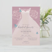 ラフエレガントドレスブルーバタフライブライダルシャワー 招待状 (スタンド正面)