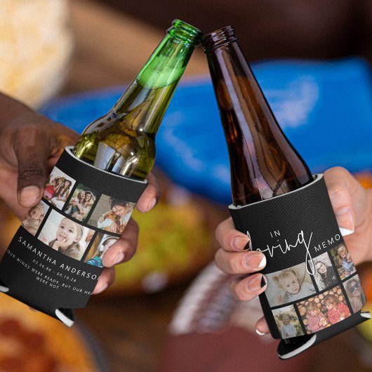 ラフカスタムィングメモリの黒いメモリ12フォトコラージュ 缶クーラー