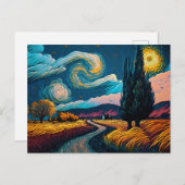 ラフカラフルトインバンゴッホスタイル平和な空 ポストカード (正面/裏面)