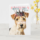 ラフキツネテリアドッグクイーンデイおもしろい誕生日 カード (黄色い花)