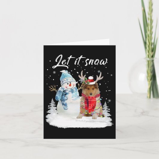 ラフコリサンタドッグクリスマス雪だるまクリスマスパハ カード (正面)