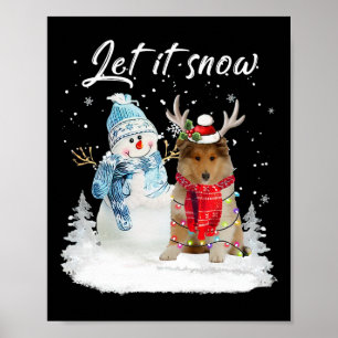 ラフコリサンタドッグクリスマス雪だるまクリスマスパハ ポスター