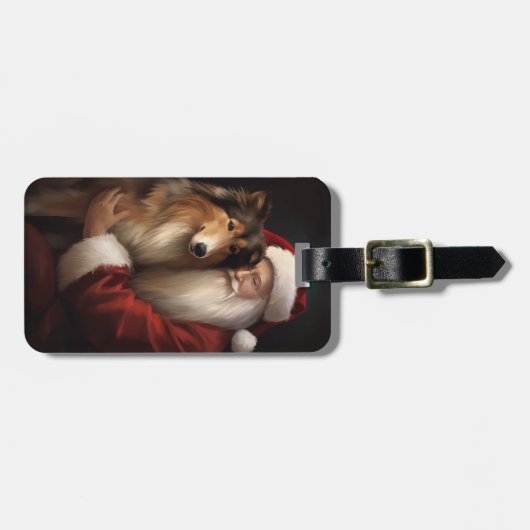 ラフコリサンタ付きフェスティバルクリスマス ラゲッジタグ (正面横)