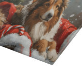 ラフコリー犬のクリスマスフェスティブ カッティングボード (角)