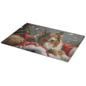 ラフコリー犬のクリスマスフェスティブ カッティングボード (角)