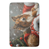 ラフコリー犬のクリスマスフェスティブ バスマット (正面縦)