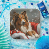 ラフコリー犬のクリスマス ペーパープレート (パーティー)