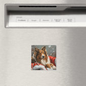 ラフコリー犬のクリスマス マグネット (インサイチュ (食洗機))
