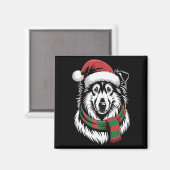 ラフコリー犬 クリスマス サンタ帽子 マフラー マグネット (正面/裏面)