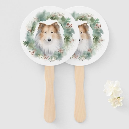 ラフコリー クリスマスリース クリスマスの愛犬 ハンドファン (正面&裏面)