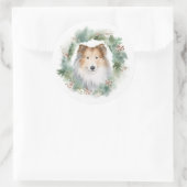 ラフコリー クリスマスリース クリスマスの愛犬 ラウンドシール (バッグ)