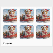 ラフコリー 犬 そりすべり雪降る クリスマス スクエアシール (シート)