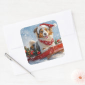 ラフコリー 犬 そりすべり雪降る クリスマス スクエアシール (封筒)