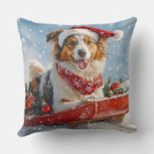 ラフコリー 犬 ソリ 雪だるま クリスマス クッション (裏面)