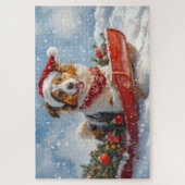 ラフコリー 犬 ソリ 雪だるま クリスマス ジグソーパズル (縦)