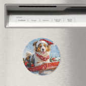 ラフコリー 犬 ソリ 雪だるま クリスマス マグネット (インサイチュ (食洗機))