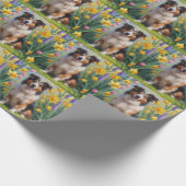 ラフコリー 犬 春の花 絵画 ラッピングペーパー (角)