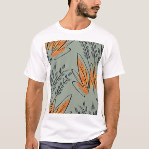 ラフスケッチグラスエスニックデザイン Tシャツ