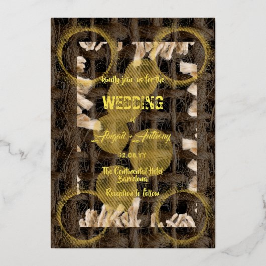 ラフスタイリッシュロ縁ど結婚プ 箔招待状 (正面)