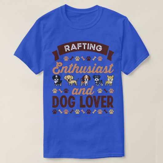 ラフティングと犬好きのギフト Tシャツ (デザイン正面)