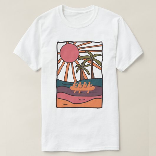 ラフティングのイラスト Tシャツ (デザイン正面)