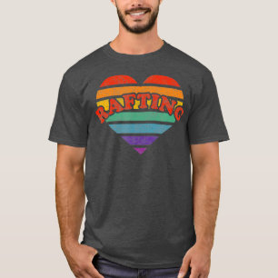 ラフティングレトロレインボーハート80sウィムシーLGBTQ Tシャツ