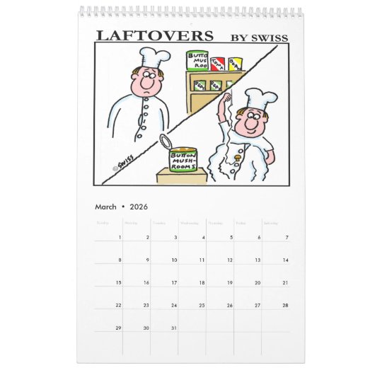 ラフトバーおもしろいフードマンガカレンダー カレンダー (3月 2026)