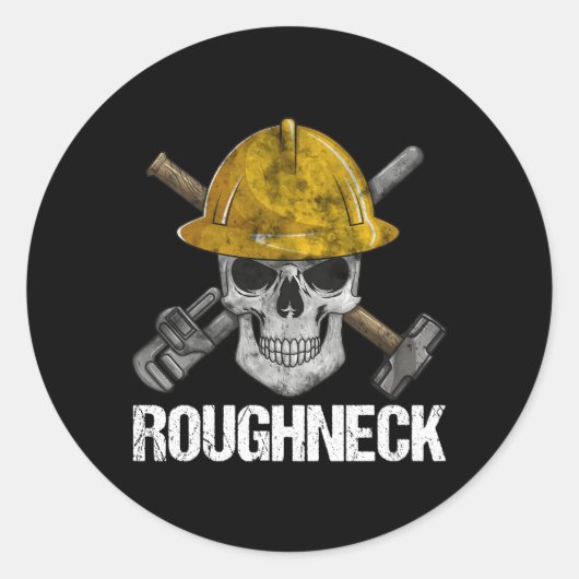 ラフネックスカル油田ワーカー油フィールドリグリットル ラウンドシール (正面)